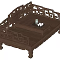 Traditional Chinese Wooden Dining Set With Carved Patterns Tea Table Bench And Tea Set