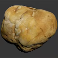 Natural Yellow Stone With Surface Cracks On Black Background And Reflection