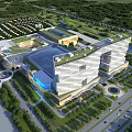 Birds Eye View Planning of Modern Architectural Complex with Green Zones Roads and Urban Facilities