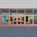 Spacious Entrance Door With Copper Frame Glass Doors And Green Plants Inside