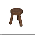 Simple Wooden Stools with Round Top and Three Legs for Home Furniture Design