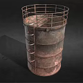 Rusted Military Vehicle With Metal Cage Top And Side Ladder Structure