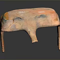 Terracotta Sculpture Featuring Curved Structure Glossy Textured Surface And Supporting Feet On Dark Background