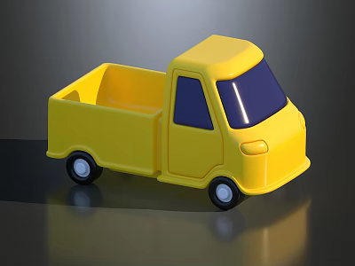 Yellow Toy Truck With Open Cargo Bed Black Windows And Simple Design 3d model