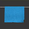 Blue Soft Towel Hanging On Metal Rod For Daily Household Use