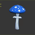 Vibrant Blue Mushroom with White Spots and White Stem Decorative Plant
