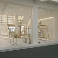 Stylish Modern Clothing Store Interior With Clothing Racks Tables Chairs And Theme Displays