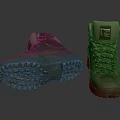 Green Outdoor Hiking Boots With Rugged Traction Soles And Lace Up Design