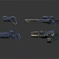 Futuristic Blue Sci Fi Weapons With Luminous Details And Mechanical Structures 3d model