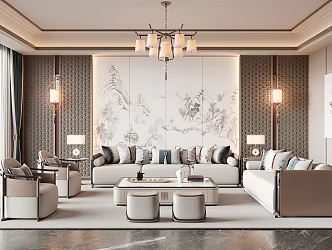 New Chinese Living Room 3d model