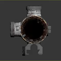 Telescopic Sniper Scope With Vintage Metal Construction Mount Base And Reflective Surface