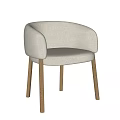 Beige Fabric Leisure Chair With Armrests And Wooden Legs Modern Minimalist Design