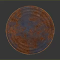 Rustic Round Metal Storage Container With Red Blue Rust For Home Use 3d model