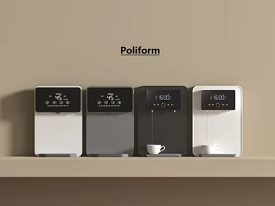 Poliform Kitchen Appliances With Digital Displays And Coffee Cups On Shelf 3d model