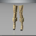 Stylish Beige Knee High Boots With Structured Straps And Modern Fashion Design