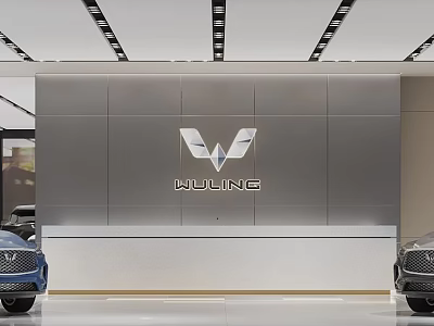 Wuling 4S Store Modern Showroom Interior With Car Display And Lighting Design 3d model