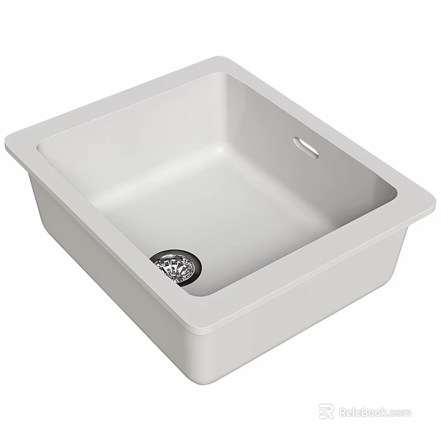 Stylish White Square Bathroom Sink With Modern Design And Smooth Surface 3d model 
