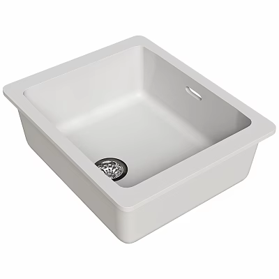 Stylish White Square Bathroom Sink With Modern Design And Smooth Surface 3d model