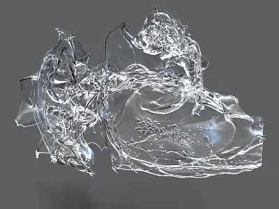 Transparent Crystal Decorative Ornament Set With Flowing Abstract Sculpture Design 3d model