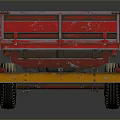 Red Open Bed Trailer With Two Wheels And Metal Frame For Transport 3d model