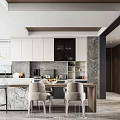 Modern Living Dining Room Interior Design With Sofa Dining Table And Wooden Cabinets
