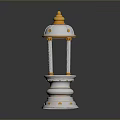 White Decorative Column with Gold Accents and Ornate Base for Home Decor