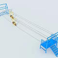 Outdoor Kids Playground Equipment With Blue Frame Yellow Swings And Slides