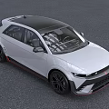 White Modern Hatchback Car With Black Wheels Red Accents And Sporty Front Design 3d model
