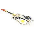 Decorative Hand Fan With Moon and Sun Patterns White Black Yellow Red Gold Handle