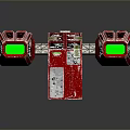 Red Satellite Modules With Green Solar Panels 3D Model For Space Exploration
