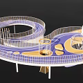 Playground Equipment With Spiral Track Circular Structure Blue Yellow Floor And Platforms 3d model