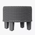Rattan Sofa Stool With Dark Legs And Round Woven Design For Home Decor