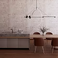 Modern Island TAISCO Dining Table and Chair Chandelier 3d model
