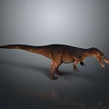 Realistic Brown Dinosaur 3D Render Model With Open Mouth And Floor Reflection 3d model
