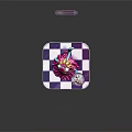 Crowned Blue Skinned Dessert Character With Pink Cat Like Creature Holding Tray On Checkered Base