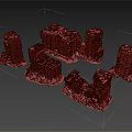 Damaged High Rise Building Models With Collapsed Structures And Scattered Debris 3d model