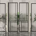 Modern Interior Stylish Partition Designs With Transparent Grid And Green Plants