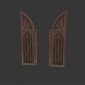 Gothic Style Wooden Decorative Panels With Arched Tops And Carved Patterns