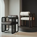 Modern Style Leisure Chairs with Leather and Fabric Upholstery Wooden Frame