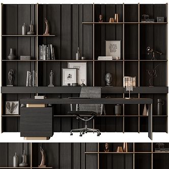 Modern Office Desk Office Bookcase 3d model