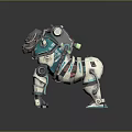 Sci-Fi Robotic Dog Creature With Metallic Armor Green Accents And Mechanical Parts