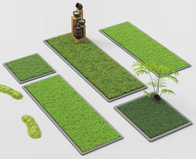 modern lawn turf grass vegetation green belt turf 3d model