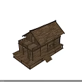 Traditional Wooden Ancient Building With Classic Roof Steps and Veranda Design