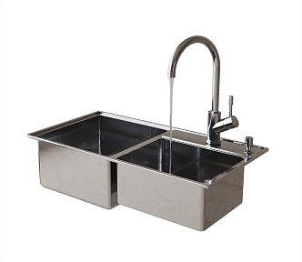 Kitchen stainless steel dish washing basin 3d model