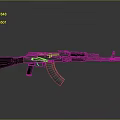 Metallic Assault Rifle With Wooden Stock And Gray Reflective Background