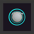 Futuristic Cylindrical Transparent Equipment with Blue Glowing Ring Base on Dark Platform