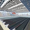 Modern Indoor Swimming Pool Interior With Spectator Stands Starting Blocks And Swimming Lanes