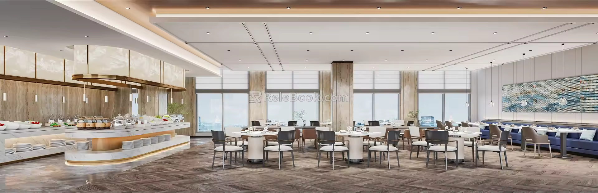 Modern buffet restaurant buffet change 3d model