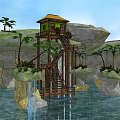 Roadside Elevated Green Rest Cabin With Yellow Roof Wooden Structure And Staircase Railing