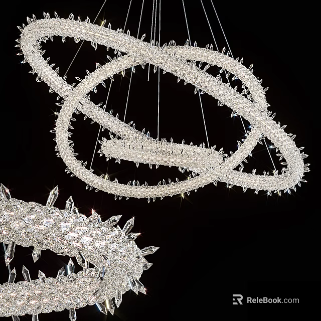Modern Crystal Chandelier With Intertwined Ring Design And Sparkling Crystal Beads 3d model 